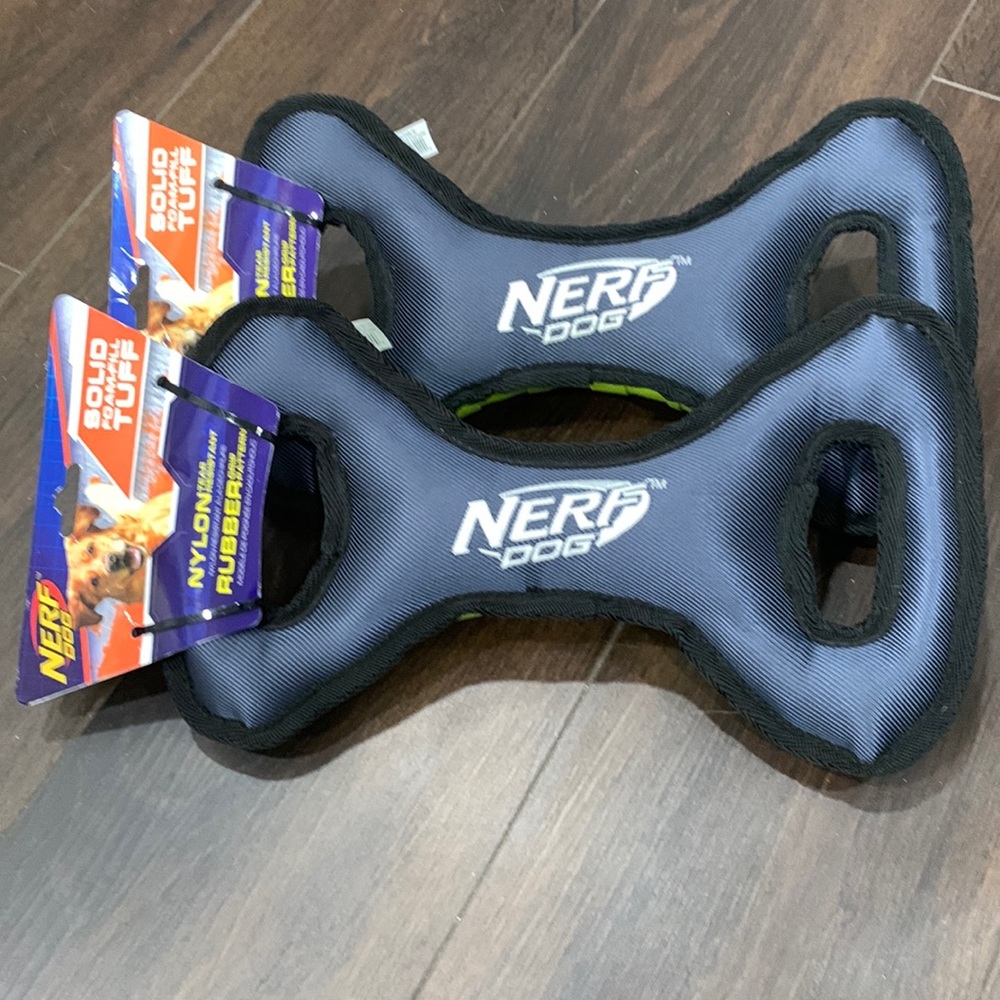 2 NWT Nerf Solid Foam Fill Tuff Dog Toy * BENEFITS ANIMAL RESCUE*